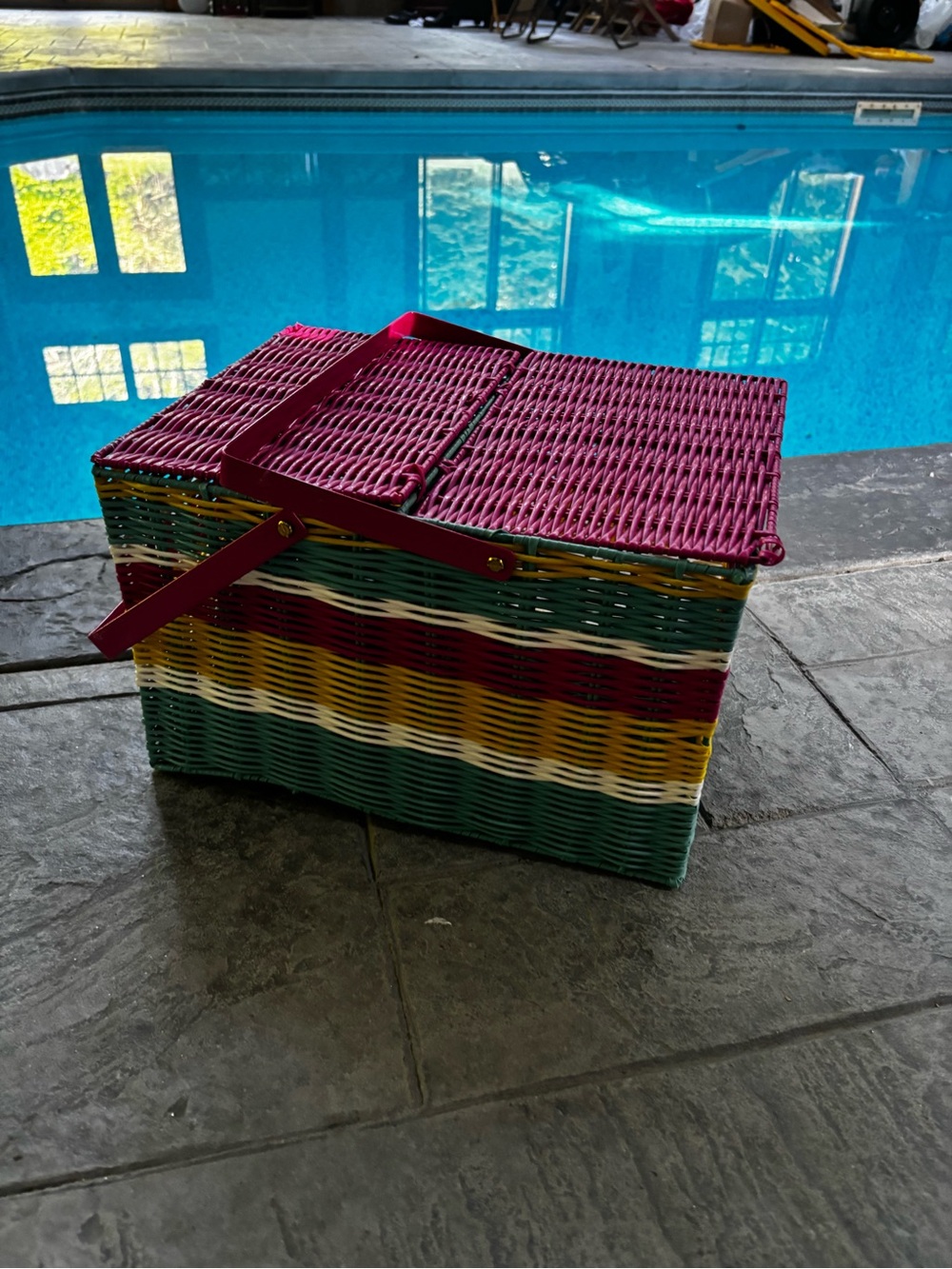 Colorful Woven picnic Basket -